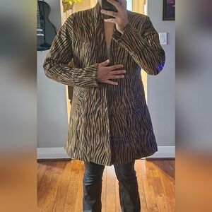 Zebra Print Leather Coat